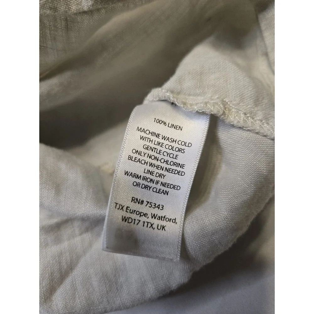 Cynthia Rowley 100% Linen Tunic Womens Small Off-White Roll Sleeve Pullover - Picture 5 of 7
